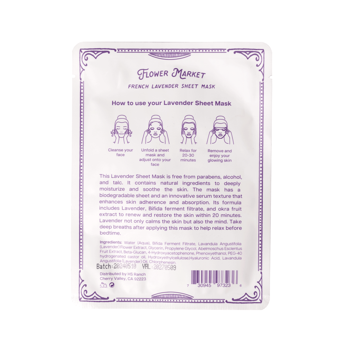 French Lavender Sheet Mask – Natural, Soothing, Paraben-Free