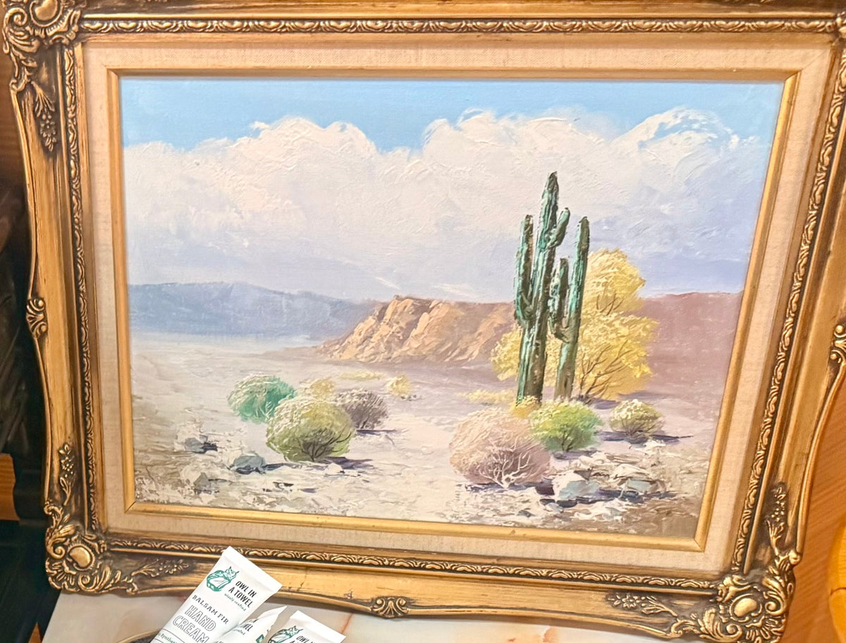 Signed Janson Desert Landscape Oil Painting