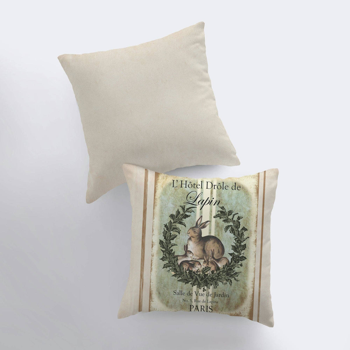 Vintage Style Rabbit Down Pillow 12x12