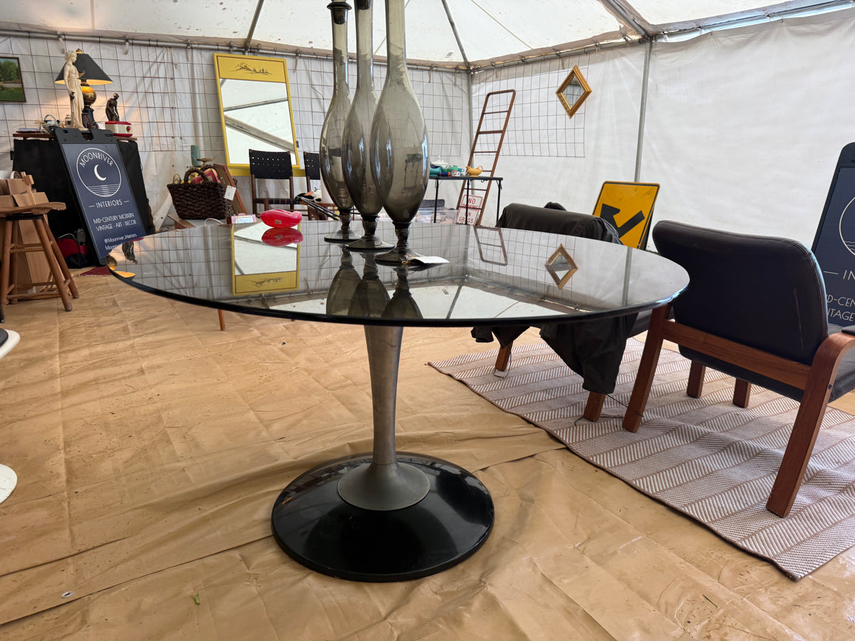 Chromecroft Tulip Dining Table, Smoked Glass
