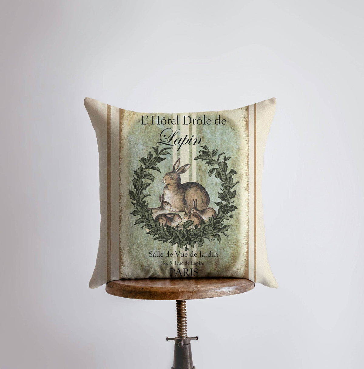 Vintage Style Rabbit Down Pillow 12x12