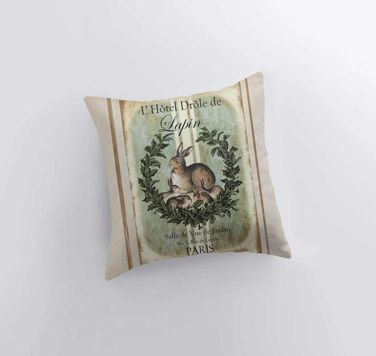 Vintage Style Rabbit Down Pillow 12x12
