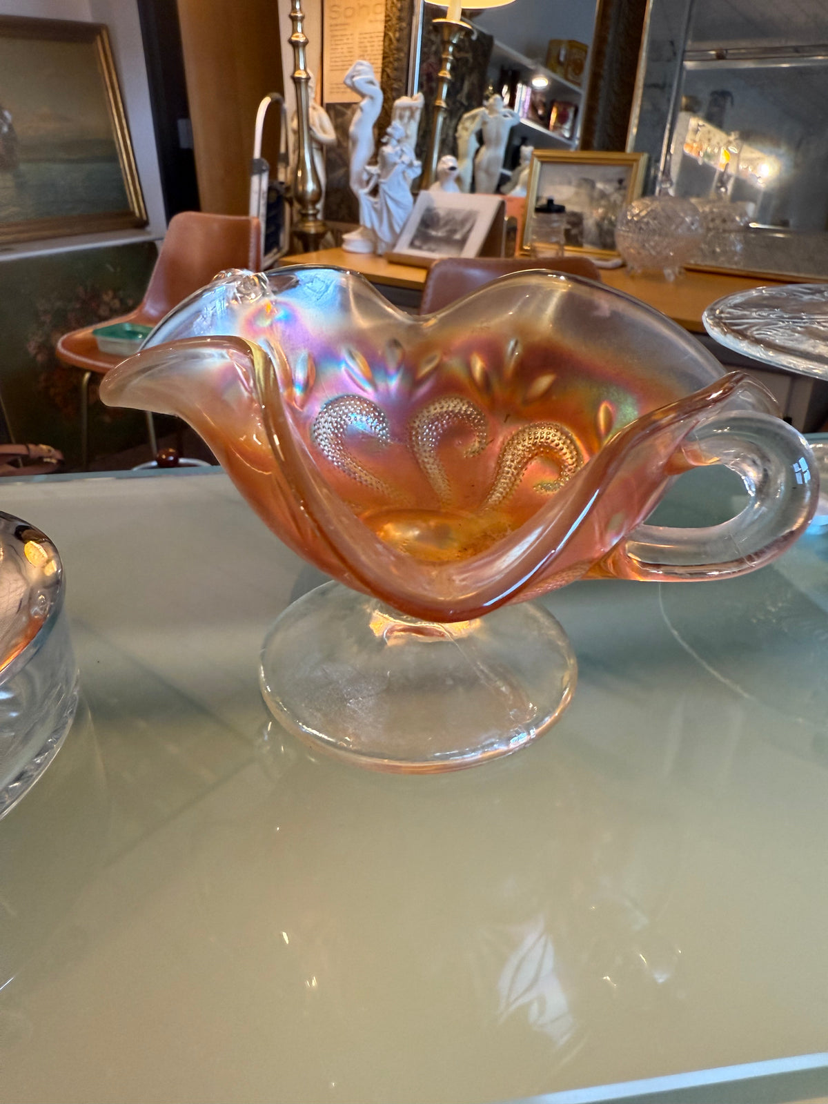 Carnival Glass Pedestal Dish