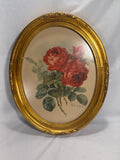 Vintage Gold Oval Framed Floral Print