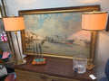 Harbor Scene Oil on Canvas, signed