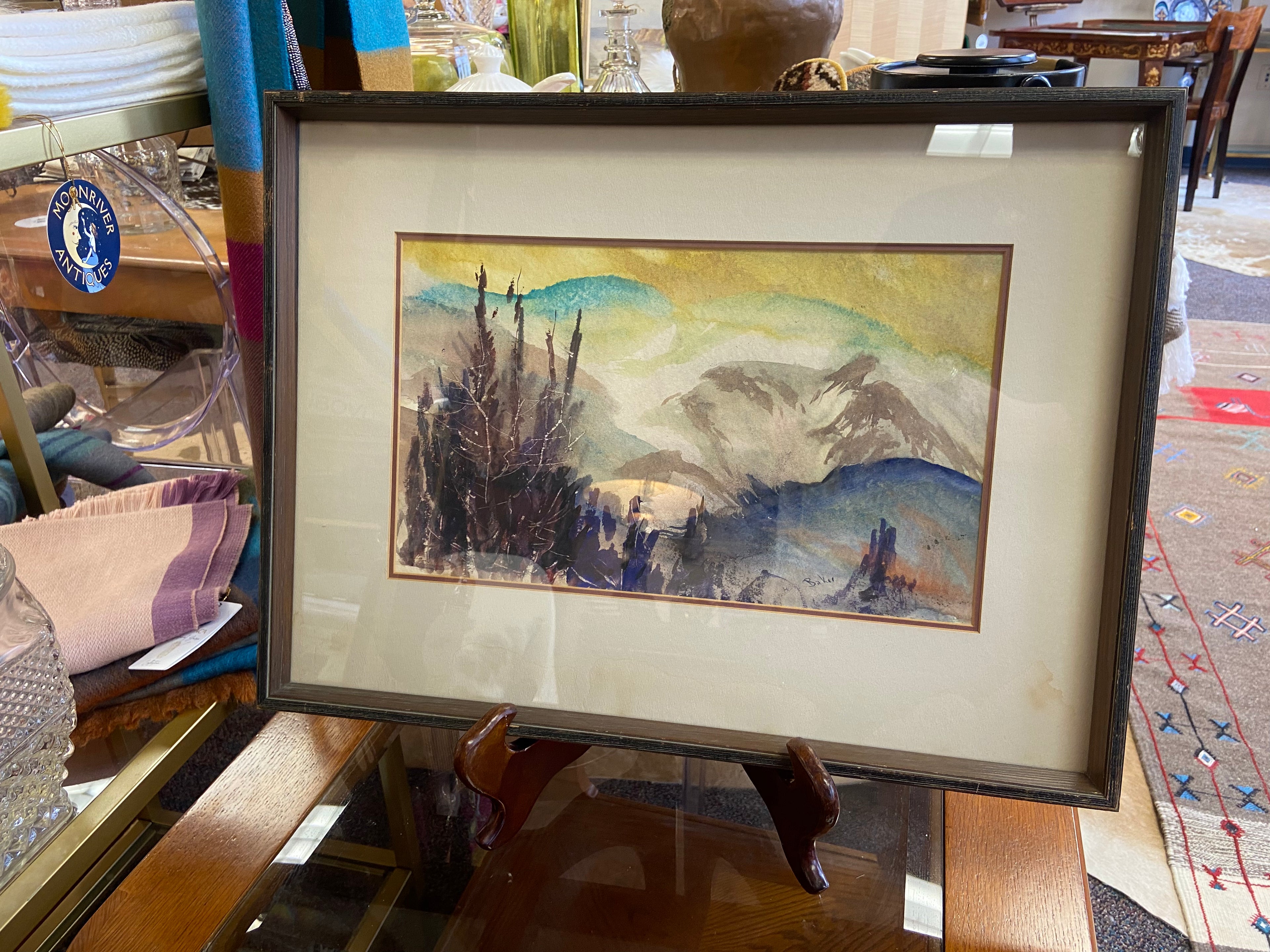 Signed Watercolor Landscape Painting