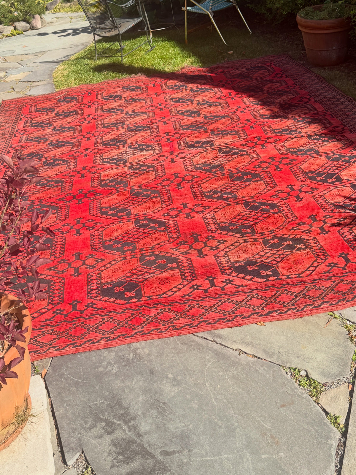 Vintage Afghan Room Sized Carpet - 12’9” by 9’11.5”