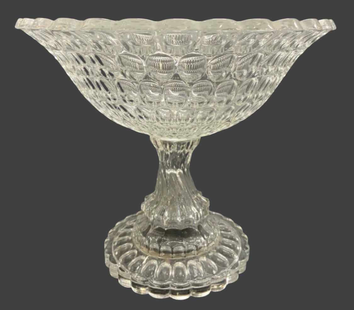 Thumbprint Art Glass Pedestal Dish