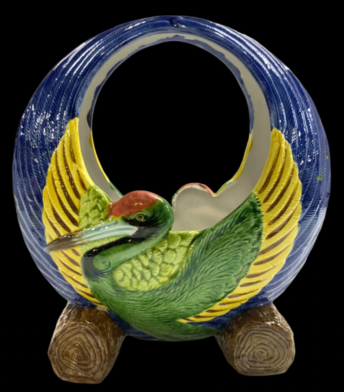 Vintage Ceramic Bird Ring Planter Vessel