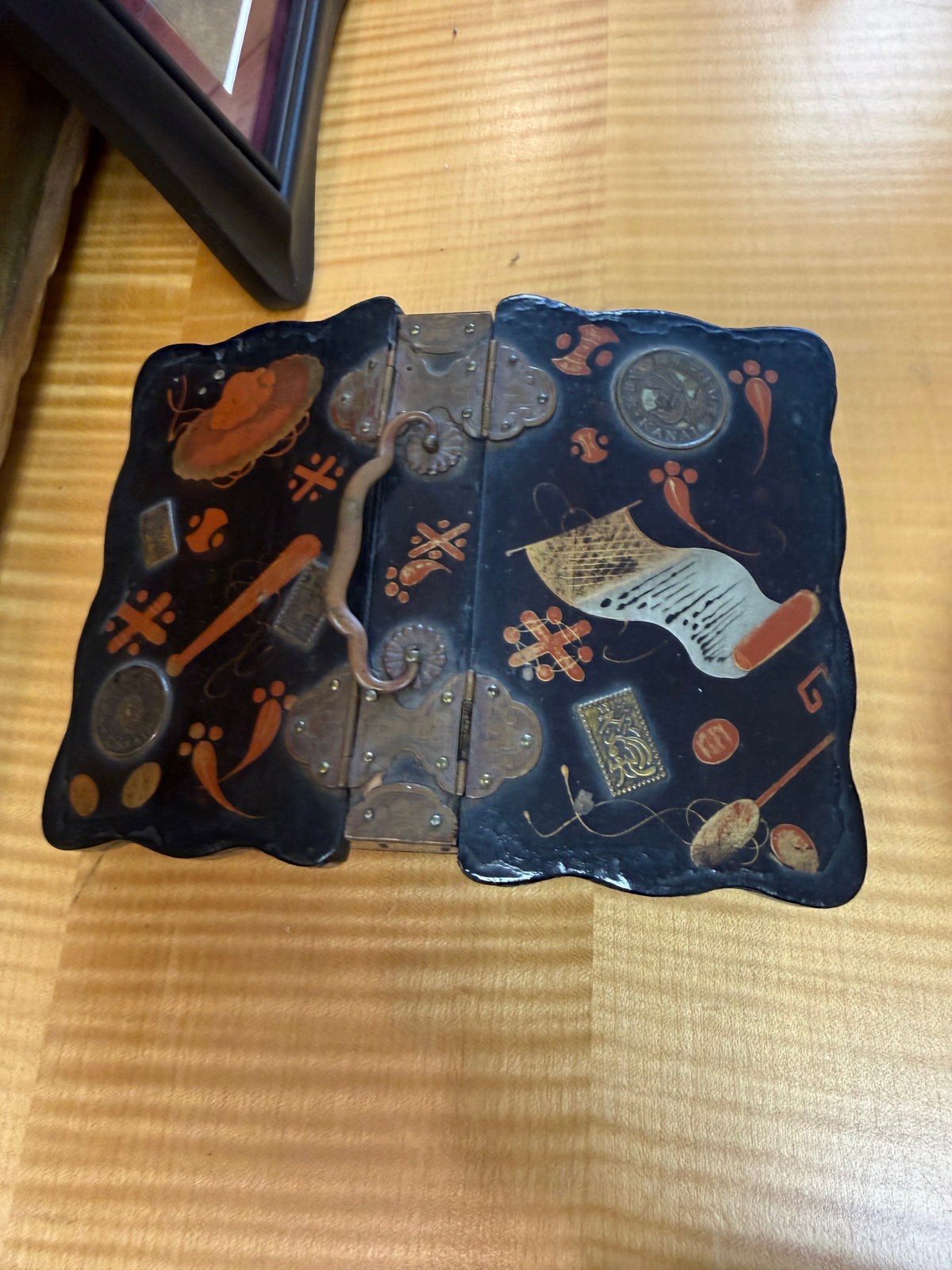 Antique Japanese Tole Trinket Box