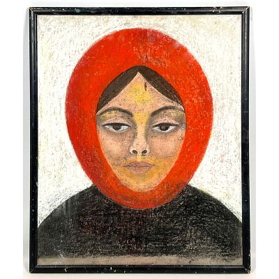 Mid Century Woman in Red Portrait