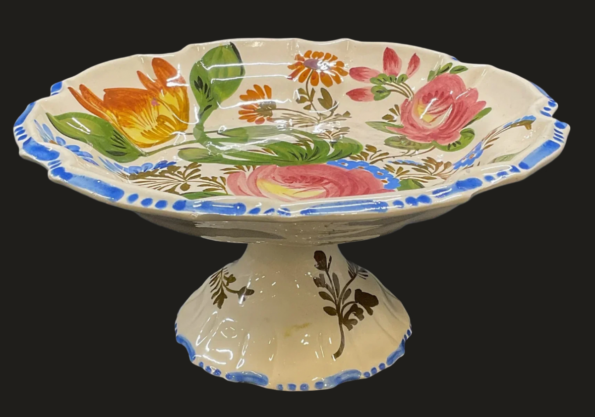 Hand Painted Ceramic Footed Dish