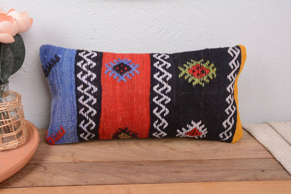 Antique Turkish Kilim Lumbar Pillow