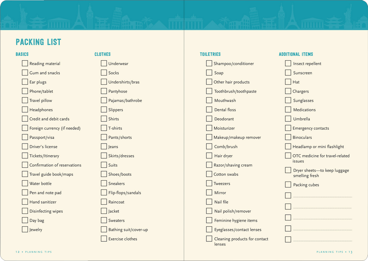 Travel Checklist Journal: A Portable Trip Planner and Diary