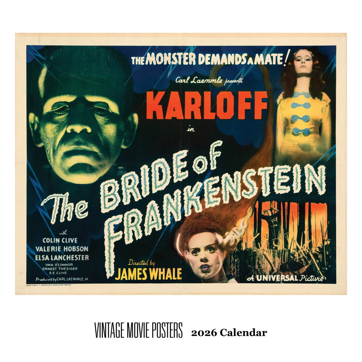Vintage Movie Posters Wall Calendar 2026