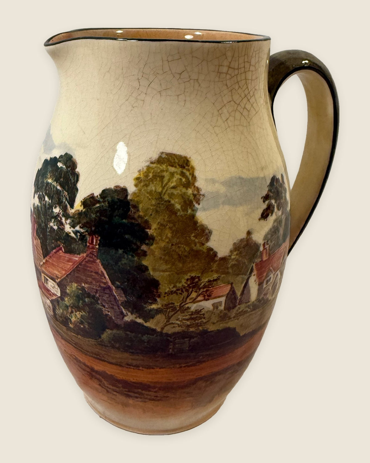 English Ceramic Pastoral Cottage Pitcher