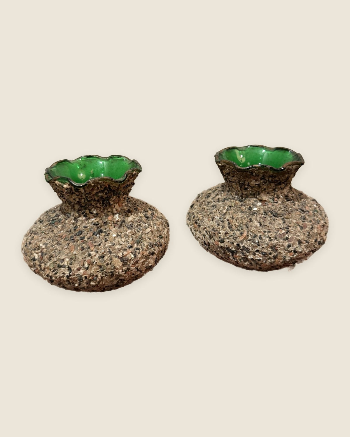 Mid-Century Pebble-Encrusted Bud Vases